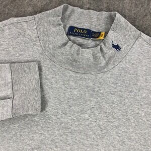 Polo Ralph Lauren Logo Embroidered Turtleneck XXL Gray Long Sleeve Navy Pony